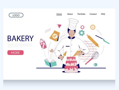 Pastane vektör web sitesi iniş sayfası tasarımı şablonu