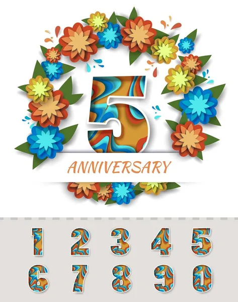 5 year anniversary greeting card, poster vector template — Stock Vector