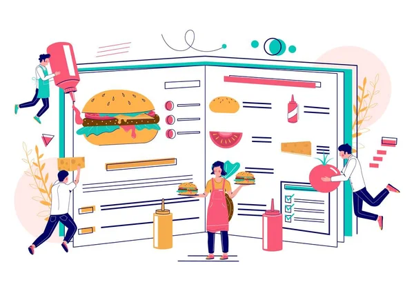 Konsep vektor buku burger untuk banner web, halaman situs - Stok Vektor
