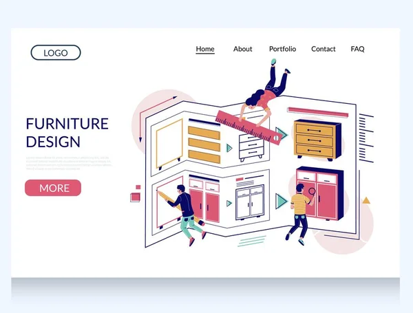 Furniture design vector website landing page design template — Stock Vector