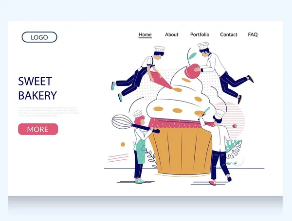 Sweet bakery vector website landing page design template — Stock Vector