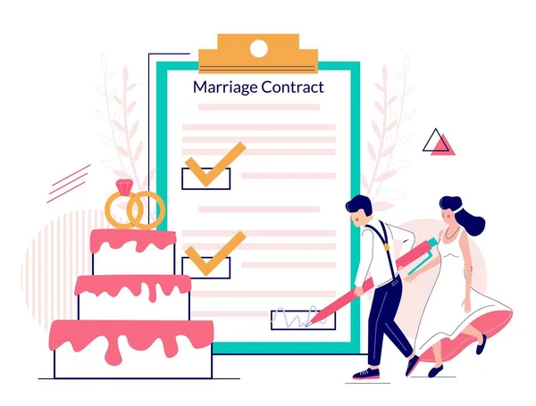 Matrimonio concepto de vector de contrato para banner web, página web — Archivo Imágenes Vectoriales