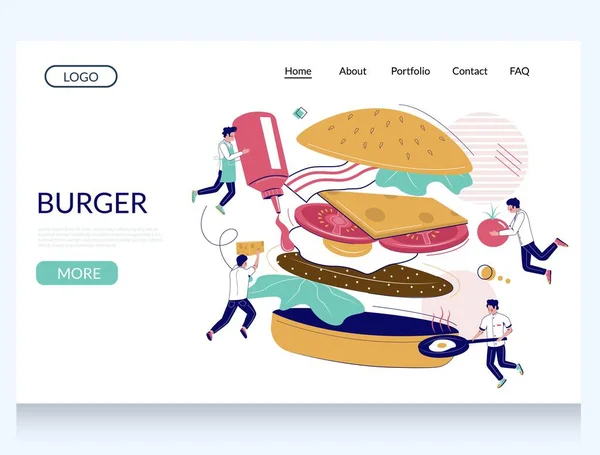 Modello di design della pagina di destinazione del sito web Burger vector — Vettoriale Stock