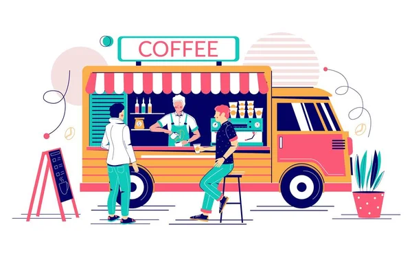 Coffee-Truck-Vektorkonzept für Web-Banner, Webseite — Stockvektor