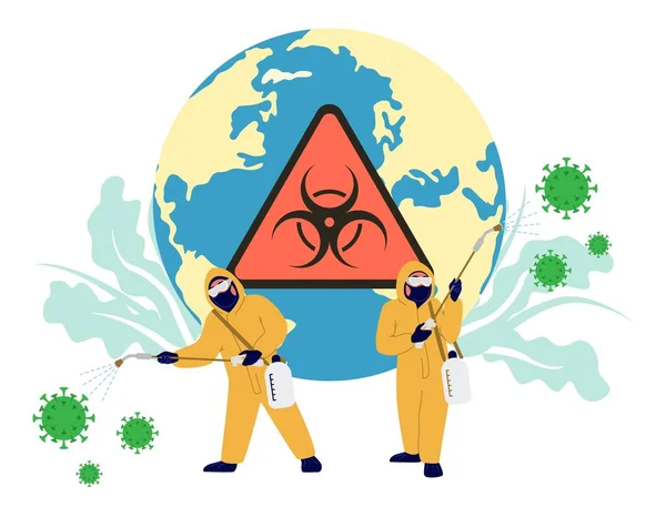 Pencegahan pandemi coronavirus global, ilustrasi rata vektor - Stok Vektor