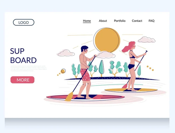 SUP placa vetor site modelo de design de landing page — Vetor de Stock