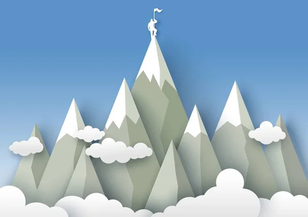 Ορειβασία, διανυσματική απεικόνιση σε χαρτί τέχνης στυλ — Διανυσματικό Αρχείο