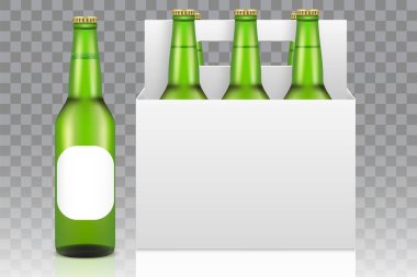 Altı paket bira modeli, vektör gerçekçi illüstrasyon