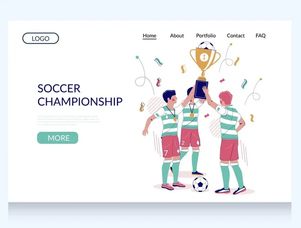 サッカー選手権ベクトルウェブサイトランディングページデザインテンプレート — ストックベクタ