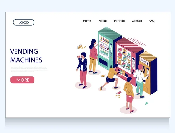 Vending machines vector website landing page design template — Stock Vector