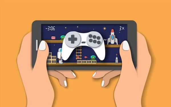 Mobile Spiele, Vektor flachen Stil Design-Illustration — Stockvektor