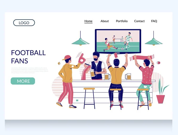 サッカーファンベクトルウェブサイトランディングページデザインテンプレート — ストックベクタ
