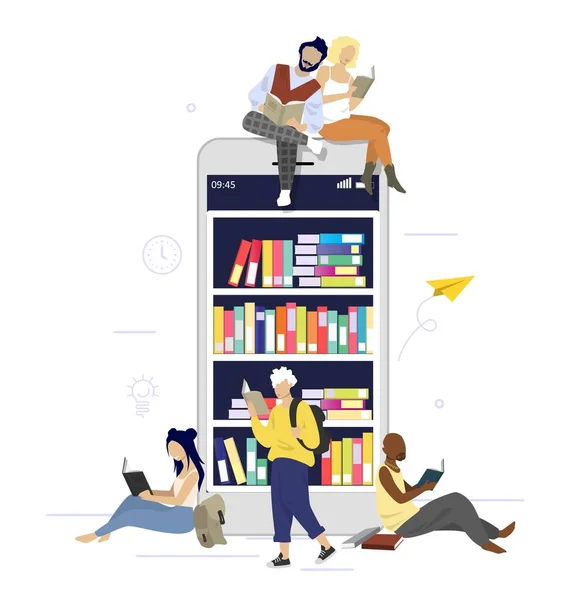 Digital books, vector flat style design illustration — 스톡 벡터