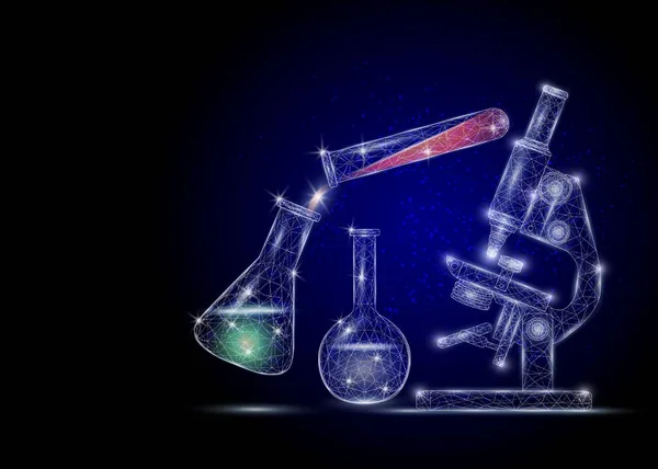 Química, biología, ciencia, vector ilustración de estilo de arte poligonal — Vector de stock