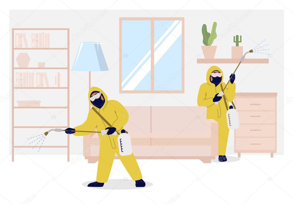 Home insect control services, vector flat illustration