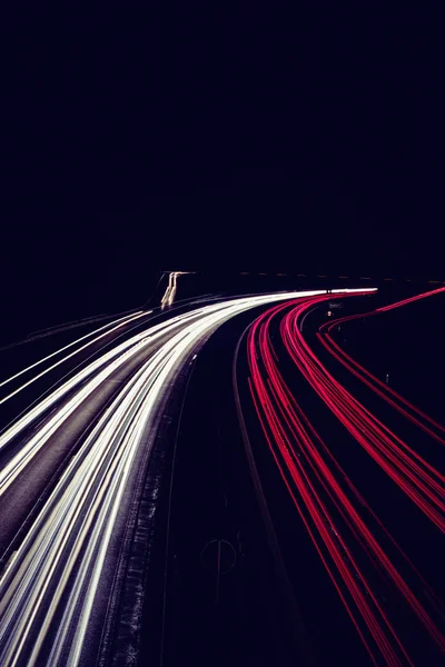 Highway at night time exposure — Stock Photo, Image