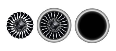 Uçak vektör çizim gerçekçi 3d turbo jet motor