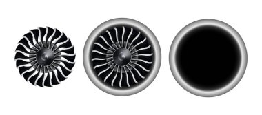 Realistic 3D turbo-jet engine of airplane vector illustration clipart