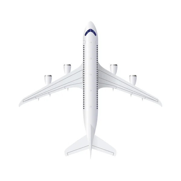 A realisztikus repülőgép elszigetelt fehér background, vektoros illusztráció felülnézet — Stock Vector