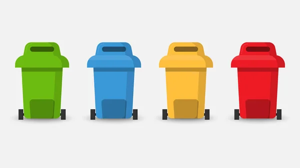 Diferentes separaciones de colores reciclan papelera, ilustración vectorial — Vector de stock