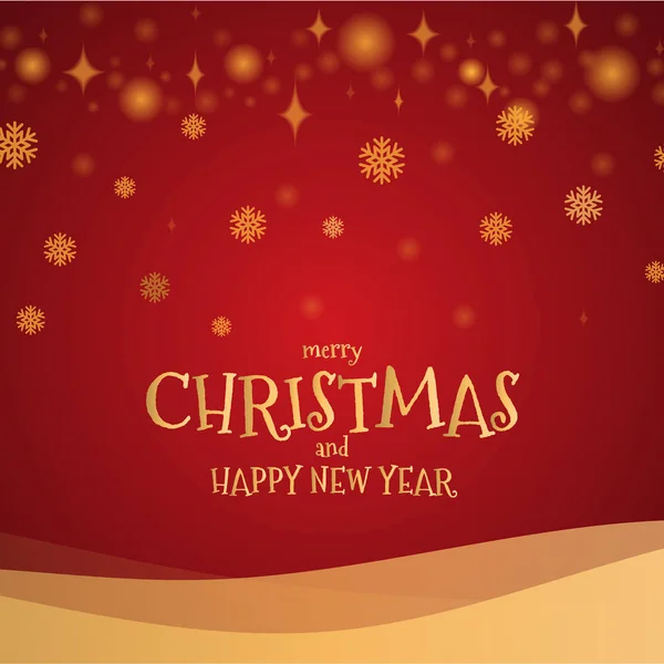 Gold-Glitzerschneeflocke mit frohen Weihnachten und frohem neuen Jahr — Stockvektor