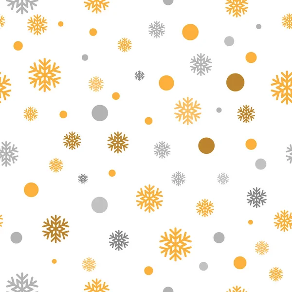 Gold glittering snowflakes seamless pattern background — Stock Vector