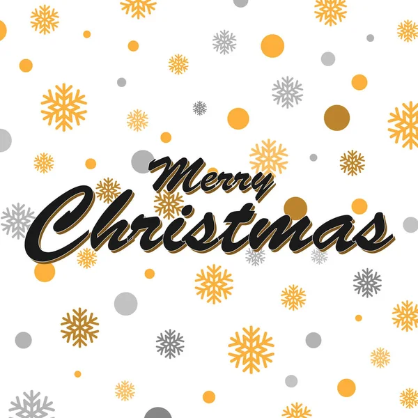 Gold glitzernde Schneeflocken und frohe Weihnachten Schriftzug-Design — Stockvektor