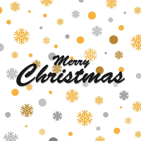 Gold glitzernde Schneeflocken und frohe Weihnachten Schriftzug-Design — Stockvektor
