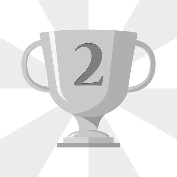 Taça vencedora do troféu de prata com 2 símbolos no troféu —  Vetores de Stock