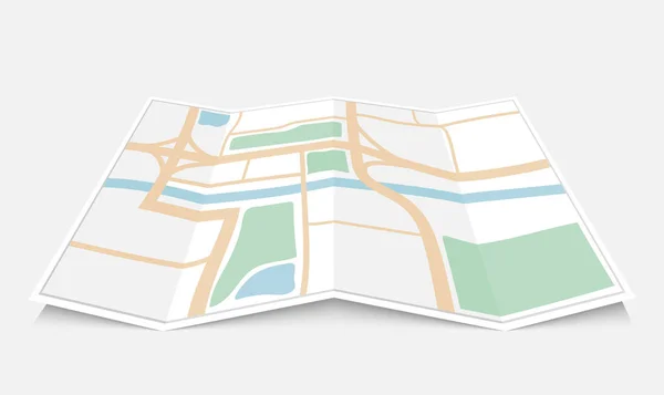 折り畳まれた紙の市内地図、ベクトル イラスト — ストックベクタ