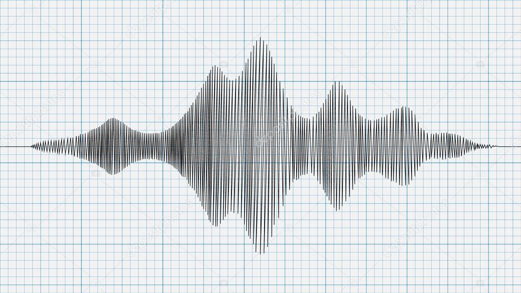 Seismograph diagram, graph of earthquake on paper, vector illustration