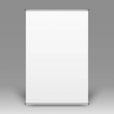 Gri arka plan, vektör çizim üzerinde boş flipchart gerçekçi önden görünümü