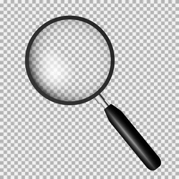 Realistic magnifying glass isolated on transparent background, vector illustration — Stock Vector