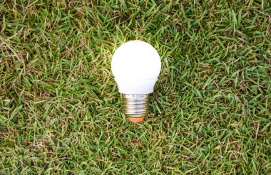 Yeşil çimenlerin üzerinde led Bulbwith aydınlatma