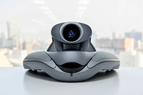 Close-up de dispositivo de videoconferência — Fotografia de Stock