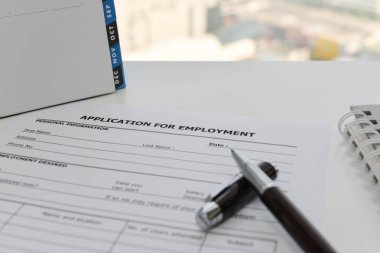 Bir iş başvurusu için başvuru formu