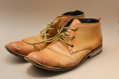 Eski Brown deri ayakkabı kahverengi ekranında, eski Brown deri çizme