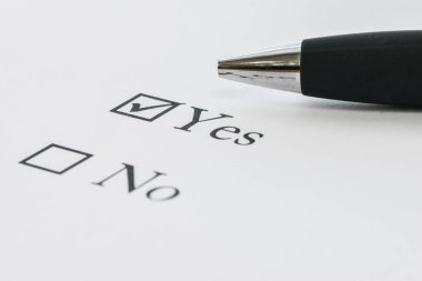 Evet ya da Hayır - Evet için seçilen için seçim kutusunu