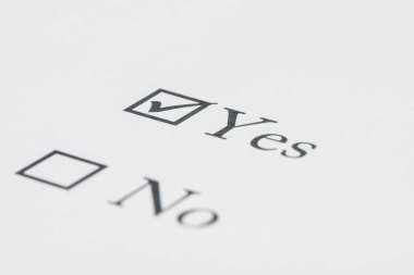 Evet ya da Hayır - Evet için seçilen için seçim kutusunu