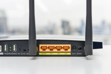 Back panel of black wifi router  clipart