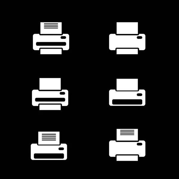 Ícones de impressora branca em preto — Fotografia de Stock