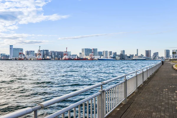 Landschaft Von Bucht Und Hafen Mit Stadtbild Bei Odaiba Japan — Stockfoto