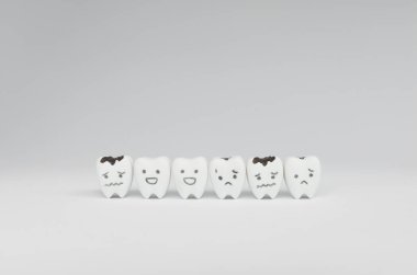 Çürük diş modeli ve güzel dişler diş sağlık concep için