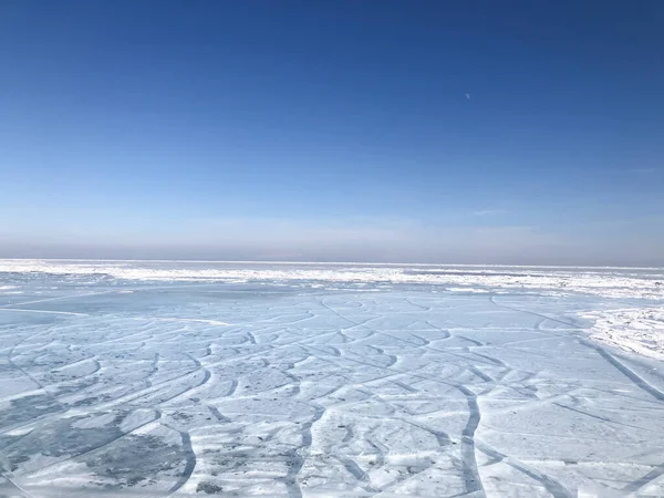 Ρωγμές Στον Πάγο Στη Λίμνη Baikal Στη Ρωσία Landscape — Φωτογραφία Αρχείου