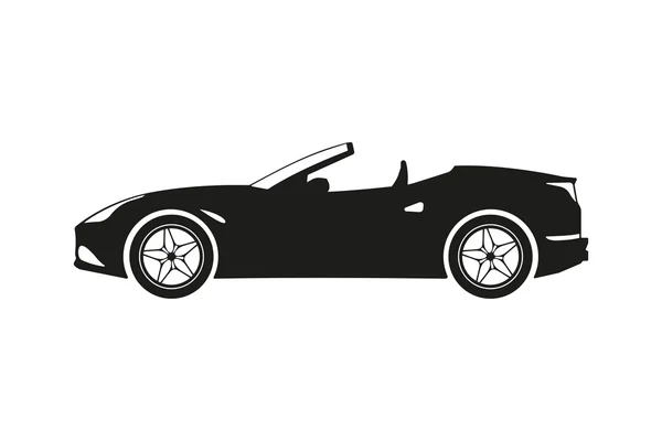 白い背景にスポーツ車の黒いシルエット — ストックベクタ