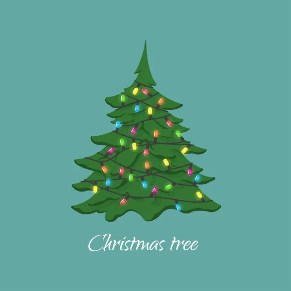 Garland ile Noel ağacı. Noel ve yeni siz için dekorasyon — Stok Vektör
