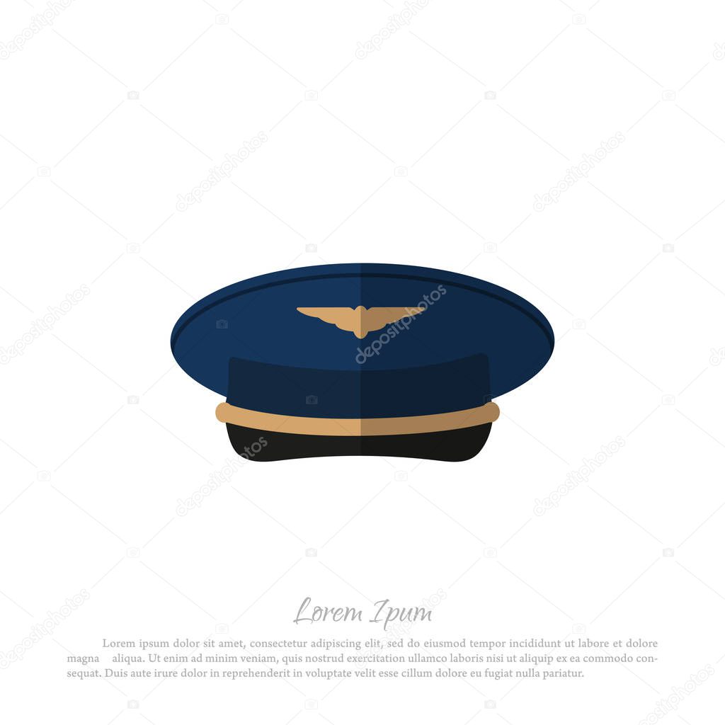 Головной Убор Пилотов Гражданской Авиации. Рисунок В Плоском Стиле.
