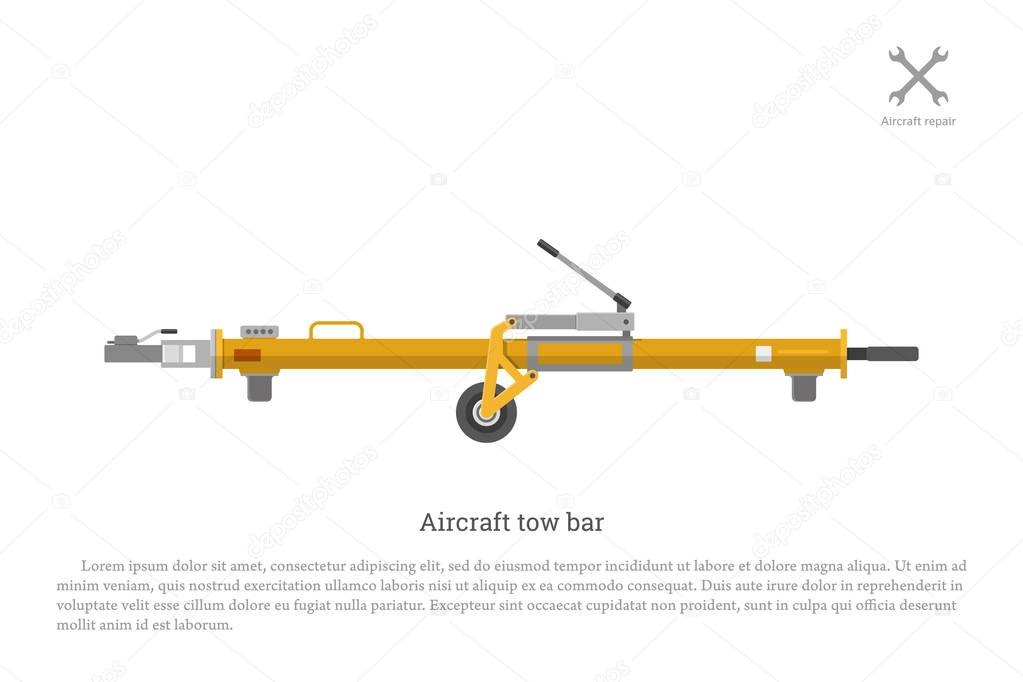 Aircraft tow bar. Aviation equipment for repair and maintenance 