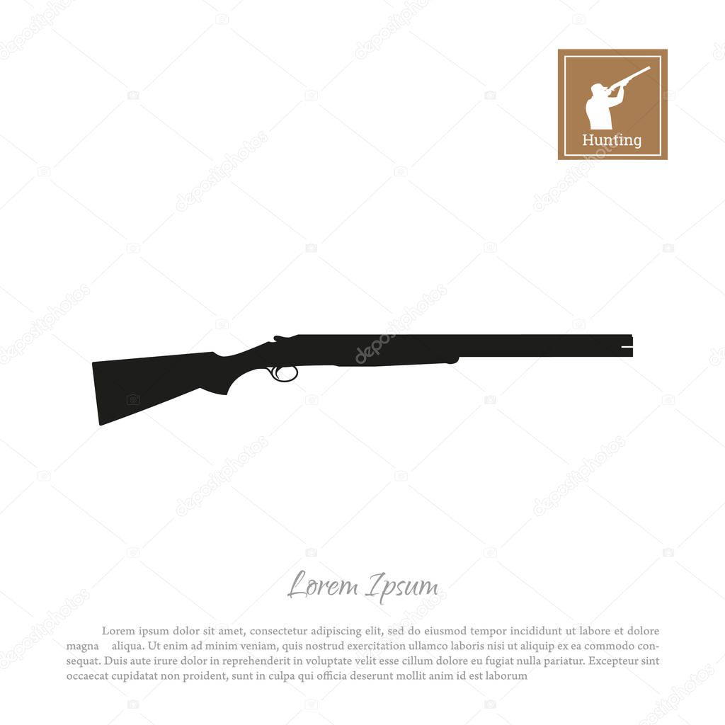Black silhouette of a hunting rifle on a white background. Gun icon. Vector illustration