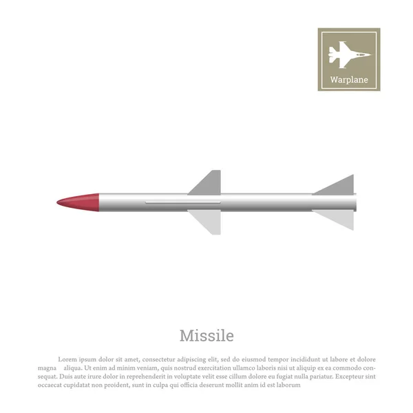 Disegno a razzo su sfondo bianco. Icona del missile balistico — Vettoriale Stock
